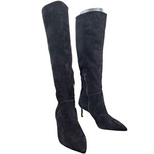 Antonio Melani Hendri black suede low heel tall knee high winter boots
